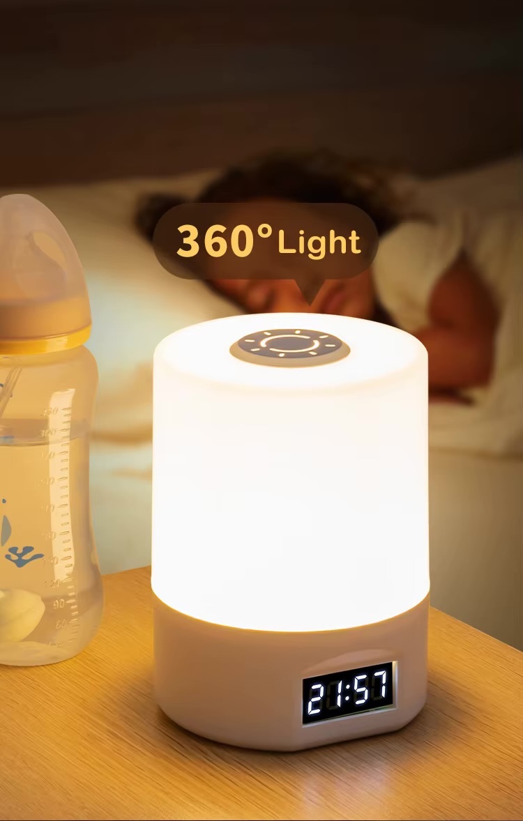 Office home desktop bedside table lamp LED Night Light Dimmable Rechargeable Touch Switch Bedroom Living Room Office Warm Atmosphere Desk Lamps Soft Lights with clock Lighting in white