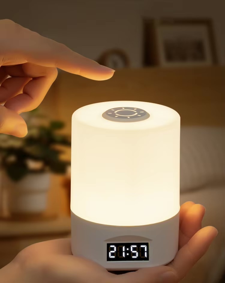 Office home desktop bedside table lamp LED Night Light Dimmable Rechargeable Touch Switch Bedroom Living Room Office Warm Atmosphere Desk Lamps Soft Lights with clock Lighting in white