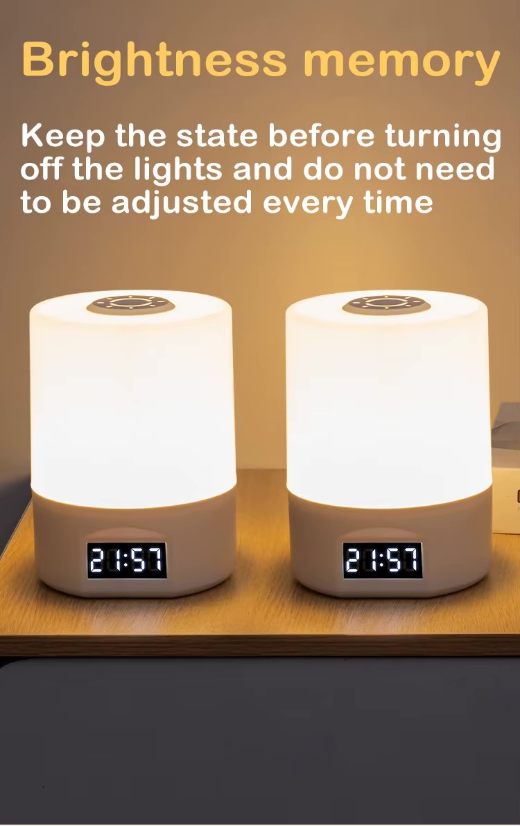 Office home desktop bedside table lamp LED Night Light Dimmable Rechargeable Touch Switch Bedroom Living Room Office Warm Atmosphere Desk Lamps Soft Lights with clock Lighting in white