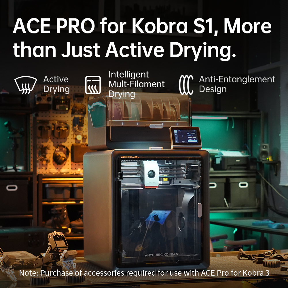 Anycubic Kobra S1 Combo Multi-Color 3D Printer Max Speed 600mm/s Core XY Stable Structure High Precision 3D Printers in Gray grey