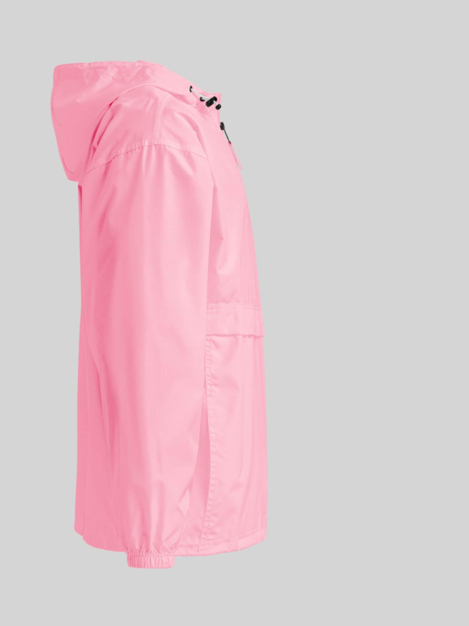 Champion x miteigi embroidered packable Jacket   Genderful Women’s Men’s long sleeves with elastic cuffs, draw cord hooded half zip neckline hidden zipper pouch pocket & kangaroo pouch pocket with drawstring hem for Man Woman in Candy pink Wind and water proof Jackets Mens Womens hiking camping outerwear 