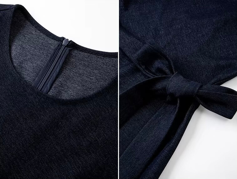 Women&rsquo;s woman womens petite-, tall-, plus-, size 100%-Cotton Navy Blue Matching Set Woman's Outfits Spring summer Autumn office wfh workwear Long Sleeve Crewneck round o-neck T-Shirt Tank boatneck sleeveless waist tie-belt Dress Ladies 2 Piece Sets