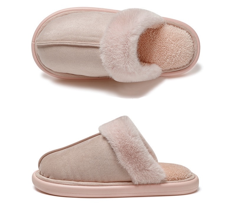 Fur Suede Slippers   Anywear Unisex Women’s Mens Winter Vegan faux-fur Soft Sole Cozy Plush Women’s Men’s Slides Warm Furry Home Indoor Cotton Slides Footwear for Man Woman in pink