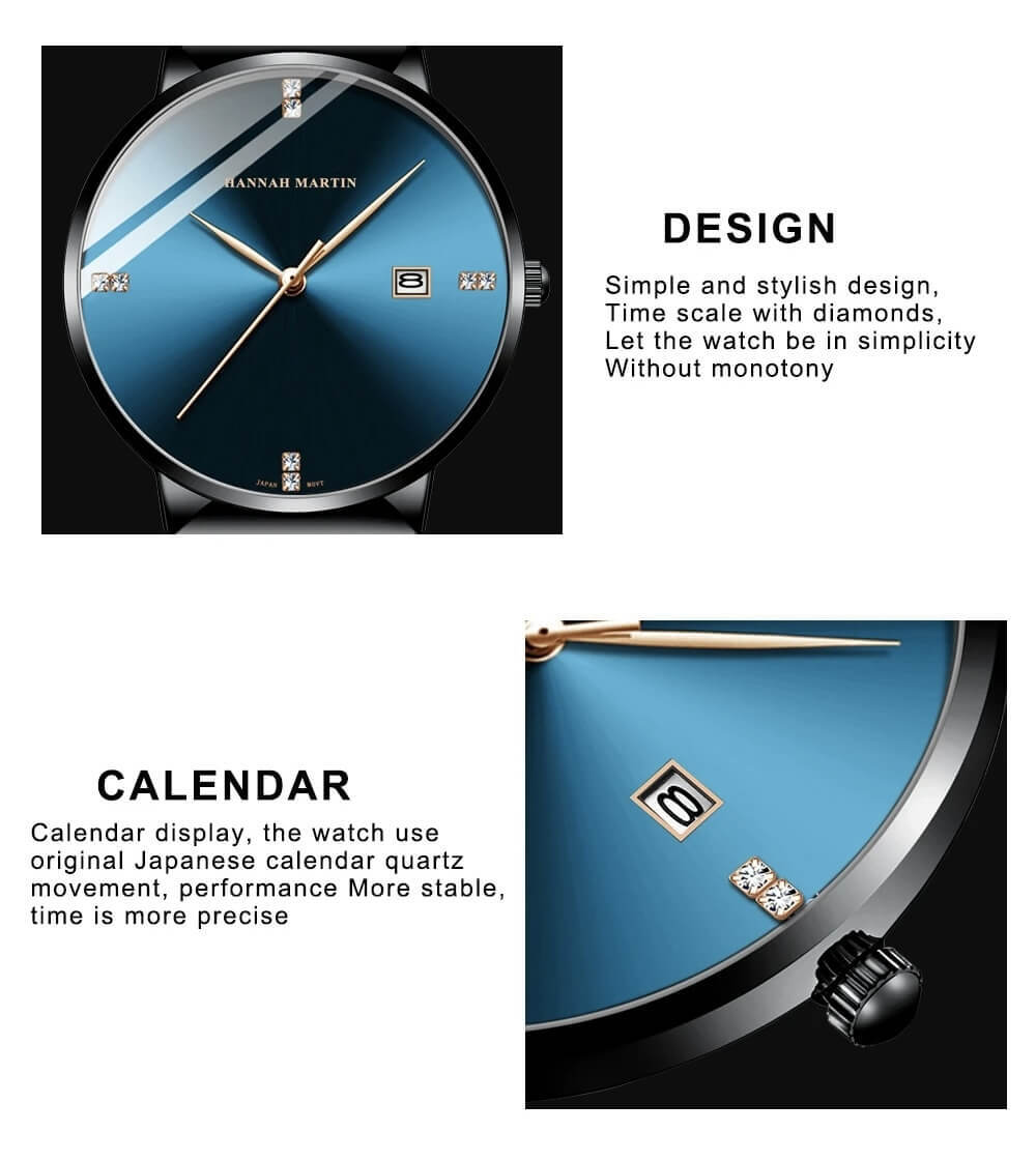 Japanese Original Quartz Movement Luxury Rhinestone 40mm Blue Black Business Style Casual Fashion Stainless Steel Watches in Blue, with black, Black, with golden lettering, Black, with white lettering, Silver face colors