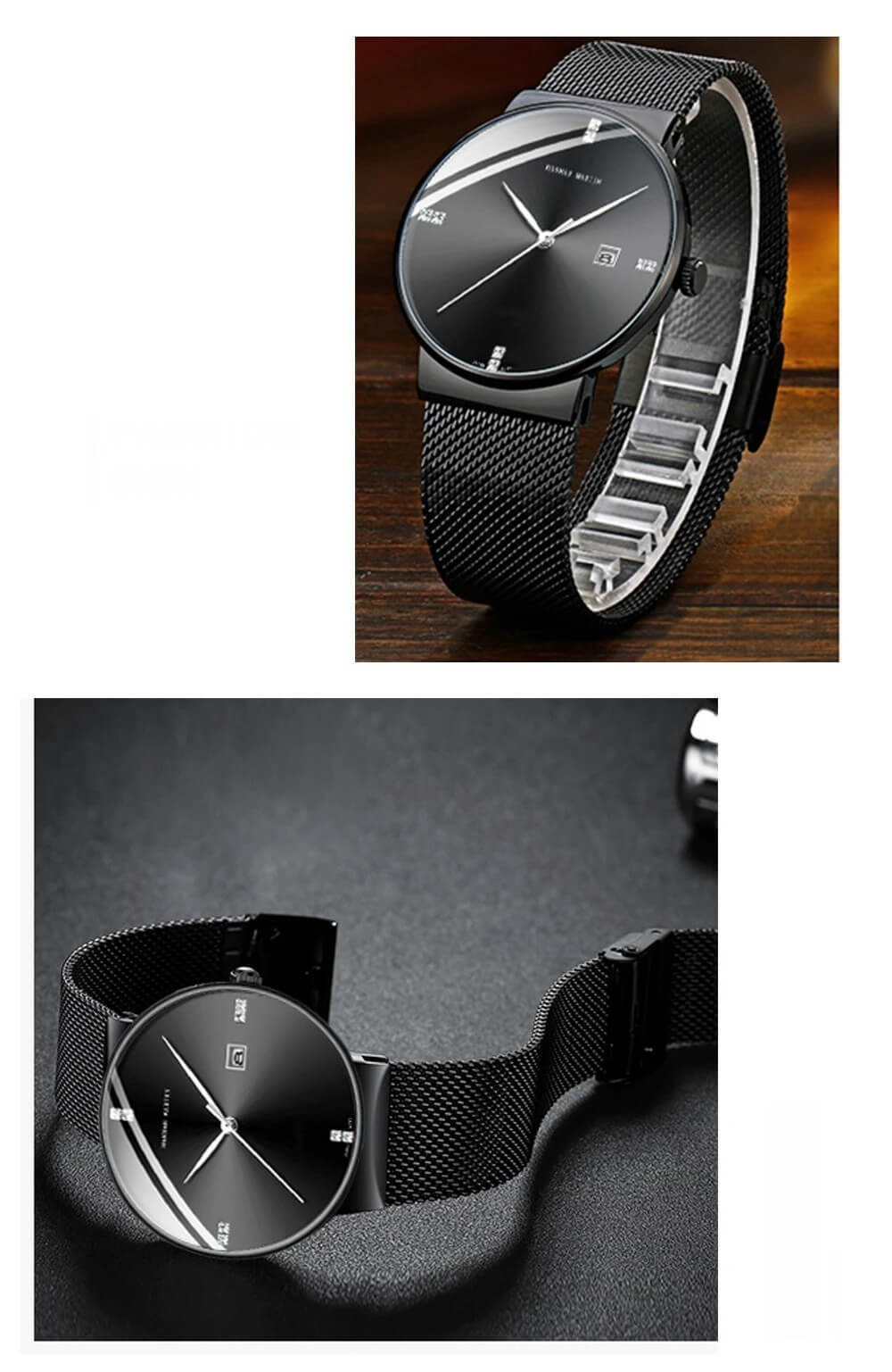 Japanese Original Quartz Movement Luxury Rhinestone 40mm Blue Black Business Style Casual Fashion Stainless Steel Watches in Blue, with black, Black, with golden lettering, Black, with white lettering, Silver face colors