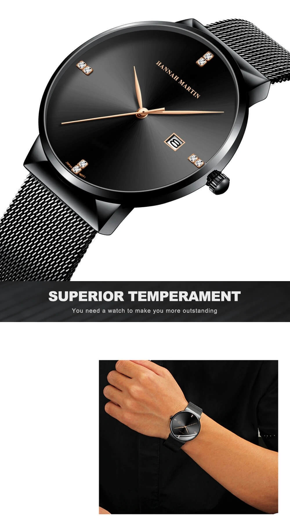 Japanese Original Quartz Movement Luxury Rhinestone 40mm Blue Black Business Style Casual Fashion Stainless Steel Watches in Blue, with black, Black, with golden lettering, Black, with white lettering, Silver face colors