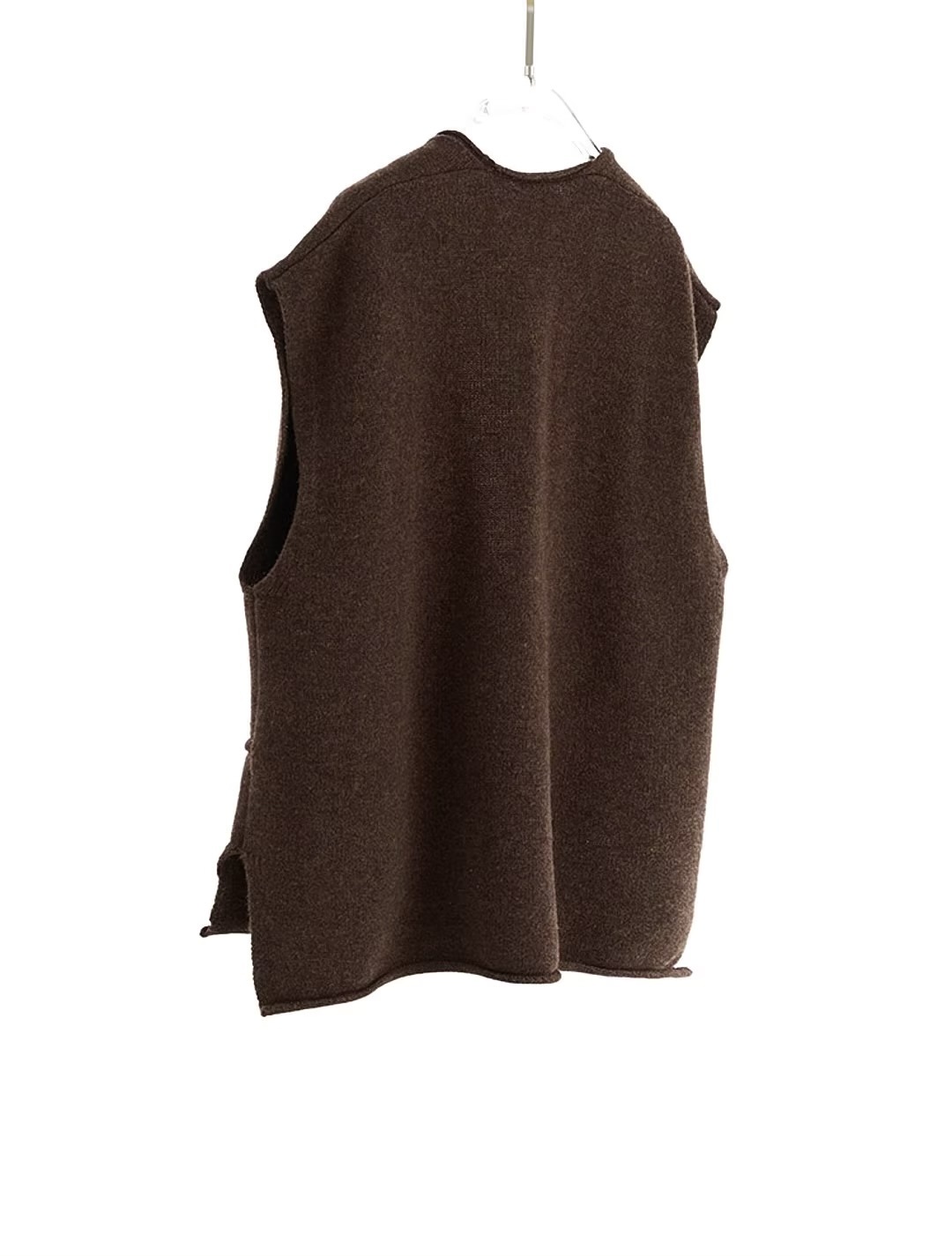 Women&rsquo;s woman womens petite-, tall-, plus-, size Light Luxury High-quality Elegant evening party club wfh office commute work wear sleeveless  V-Neck patch pockets single horn button-up 100% pure wool cardigan Vest Woolen Fashion workwear sweater cardigans Vests in coffee Brown
