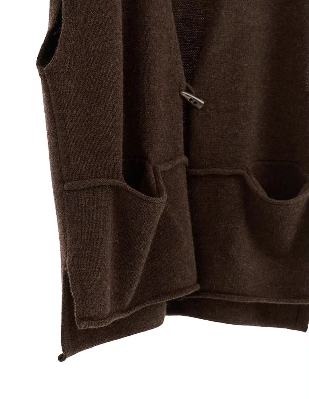 Women&rsquo;s woman womens petite-, tall-, plus-, size Light Luxury High-quality Elegant evening party club wfh office commute work wear sleeveless  V-Neck patch pockets single horn button-up 100% pure wool cardigan Vest Woolen Fashion workwear sweater cardigans Vests in coffee Brown