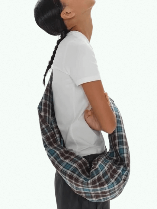 Men's Women’s Unisex Jacquard blue plaid one-shoulder messenger bag for man woman in plaid checkered blue, green brown Genflex travel fashion casual bag large-capacity travel sports Gender neutral storage Saddle bags 