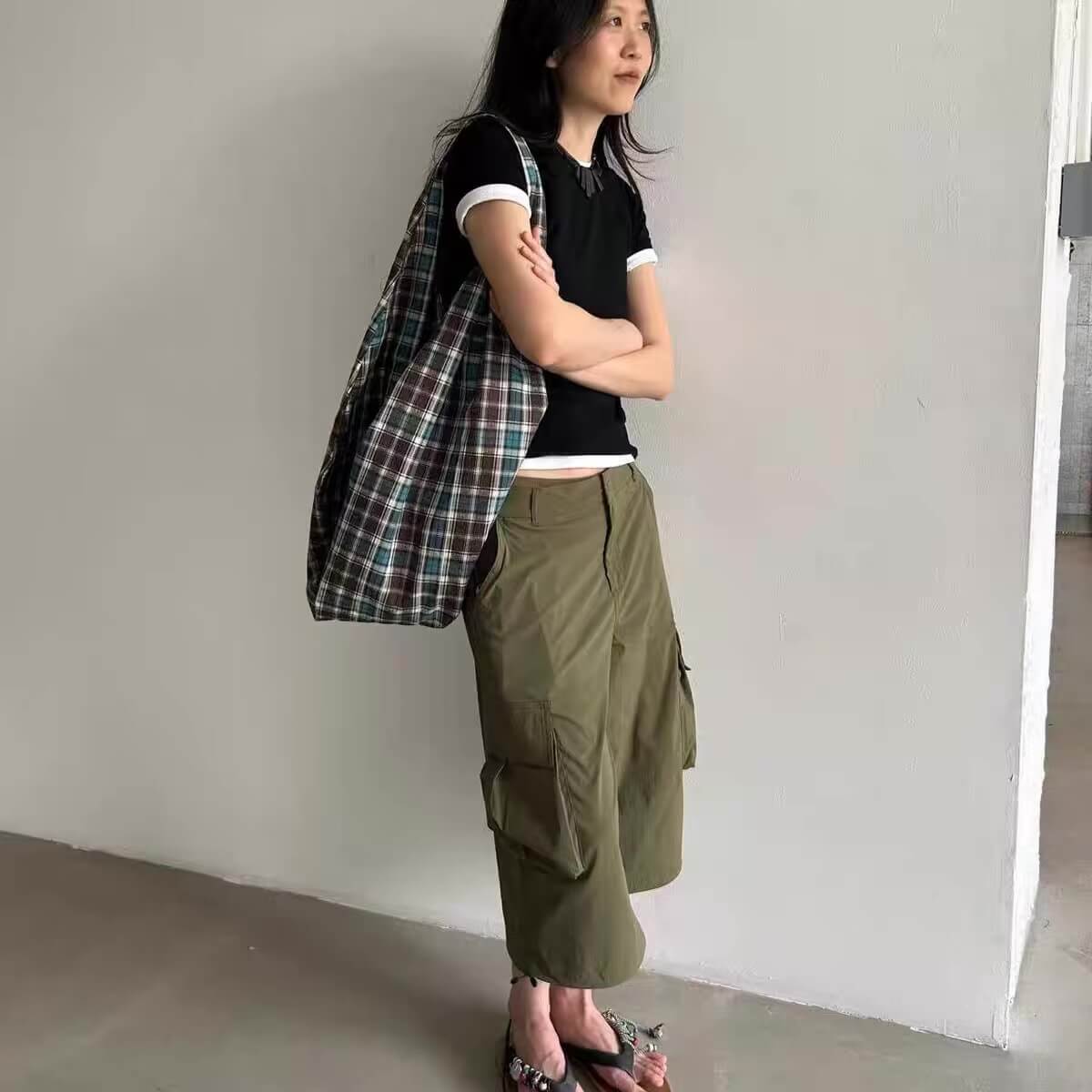 Men's Women’s Unisex Jacquard blue plaid one-shoulder messenger bag for man woman in plaid checkered blue, green brown Genflex travel fashion casual bag large-capacity travel sports Gender neutral storage Saddle bags 