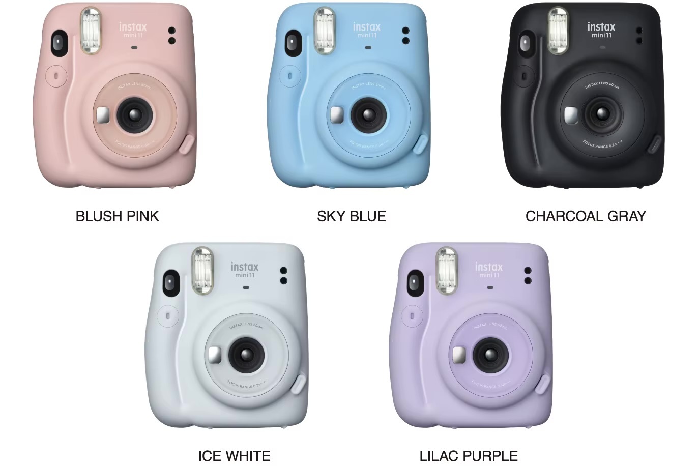 Original Fujifilm Instax Mini 11 Instant Camera Kit with 40 sheets mini film paper camera shoulder strap bag Party vacation getaway holiday accessories bundle kits in Lilac Purple, Blush Pink, Sky Blue, White, Black