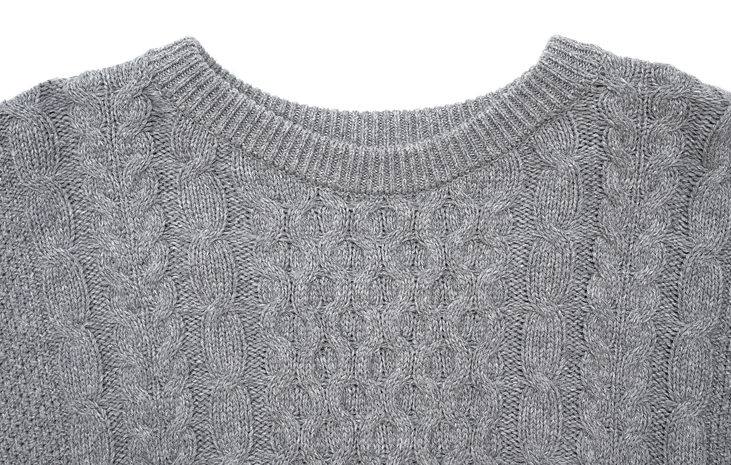 Cable Knit Sweater Cotton-Wool   Women’s Fall Autumn and Winter vintage cotton woolen designer sense Floral pattern long batwing sleeves crewneck tops for woman Fragmented fried dough twists splice womens round o-neck patchwork sweaters in gray grey multi beige crew neck flowers #244795