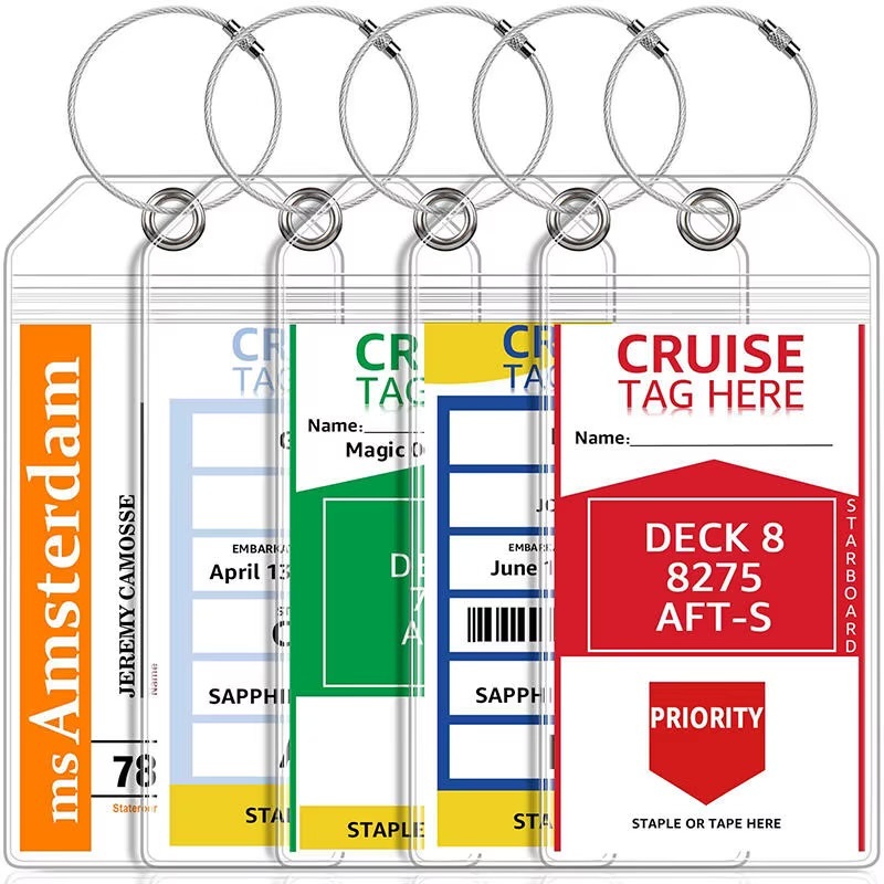 Essential vacation holiday getaway mini portable Cruise travel accessories luggage bag tag Travel Storage Organizer accessory supply transparent clear tags 5-Pack