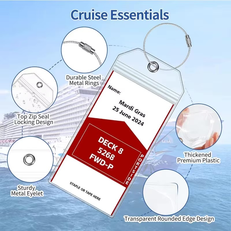 Essential vacation holiday getaway mini portable Cruise travel accessories luggage bag tag Travel Storage Organizer accessory supply transparent clear tags 5-Pack
