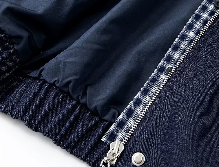 Women&rsquo;s woman womens petite-, tall-, plus-, size dark navy blue Short Jacket Spring Summer Casual vacation holiday getaway office commuter wfh workwear 2 in 1 Plaid checkered Splicing Lapel Zip Up Long Sleeves Outerwear Ladies Clothes Jackets 