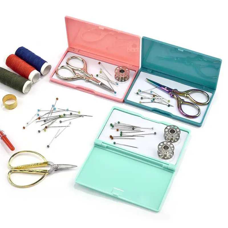 Crafts Magnetic Needle Storage Case Rectangle Sewing Needles Holder Pincushion Cases Organizers Sewing Tool Accessories in powder pink, light green, dark teal blue