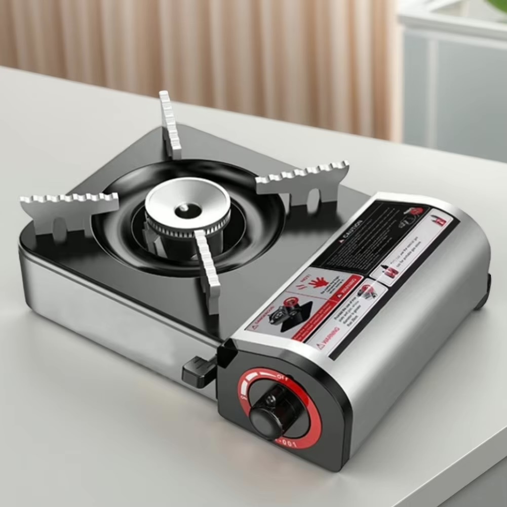 Portable Butane Stove  Portable gas grill for outdoor appliance, emergency tailgating hiking camping table dining cooking Kitchen cookware appliances in silver