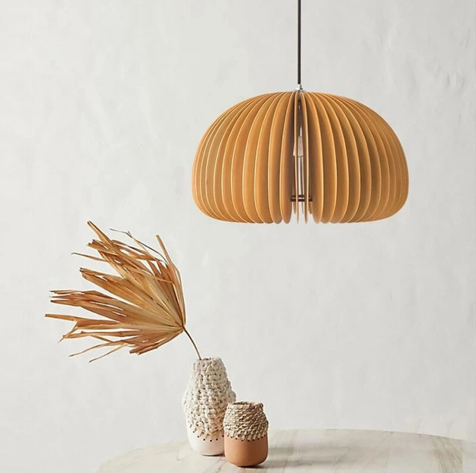 Japanese Art Wood Pendant Lamp   Modern bedroom Dining Room home Decorative wooden ceiling chandelier lamps Retro pumpkin style restaurant light lighting