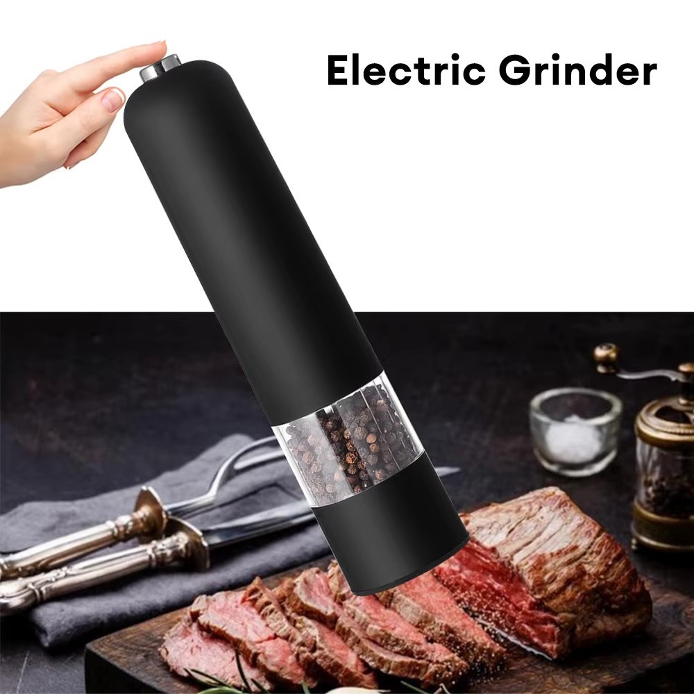 Electric Automatic Salt Pepper Mill with LED Light  Dining serveware accessory Adjustable coarseness pepper grinder spice grinders Kitchen seasoning utility tools accessories in black, white