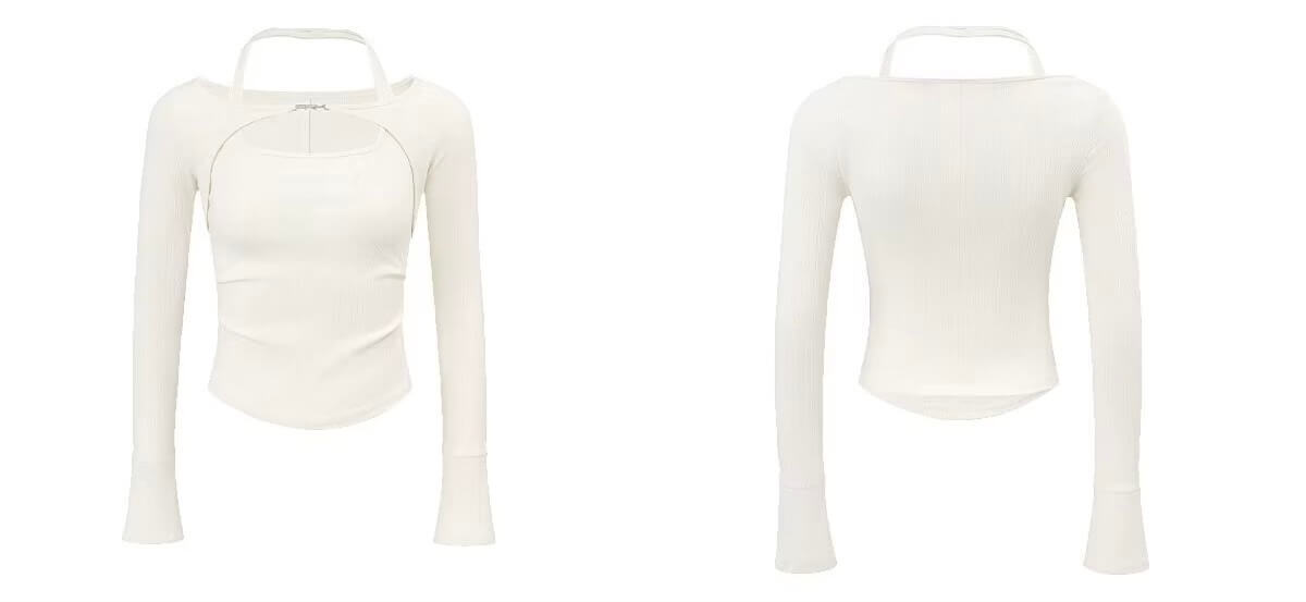 Women&rsquo;s woman womens petite-, tall-, plus-, size Artesian American Retro Design Slim Fit Binding Top Indie Punkrock Gothic Street style Polyester Blend Spring Fall Autumn Long sleeves T-Shirts Party Tops for woman in Off-white