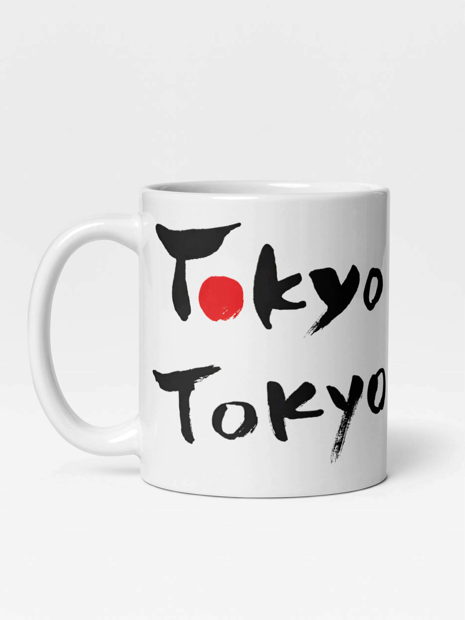 Glossy Tokyo Tokyo Mug    Japanese city design drinks cup coffee, tea, juice, milk drinking cups miteigi-Logo branded product item tumblers ceramics cartoon pattern in white with black red design collections Japan nippon JPN Nihon cities souvenirs collectors mugs