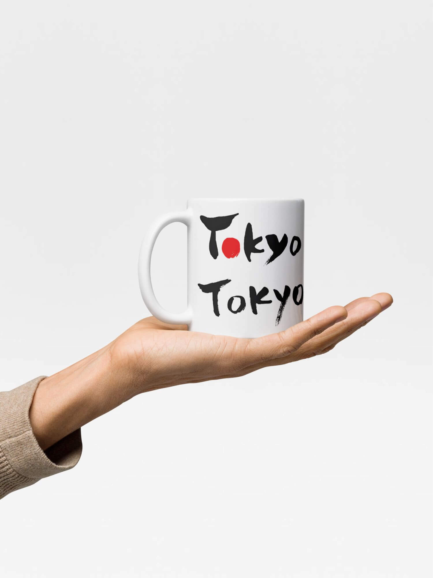 Glossy Tokyo Tokyo Mug    Japanese city design drinks cup coffee, tea, juice, milk drinking cups miteigi-Logo branded product item tumblers ceramics cartoon pattern in white with black red design collections Japan nippon JPN Nihon cities souvenirs collectors mugs