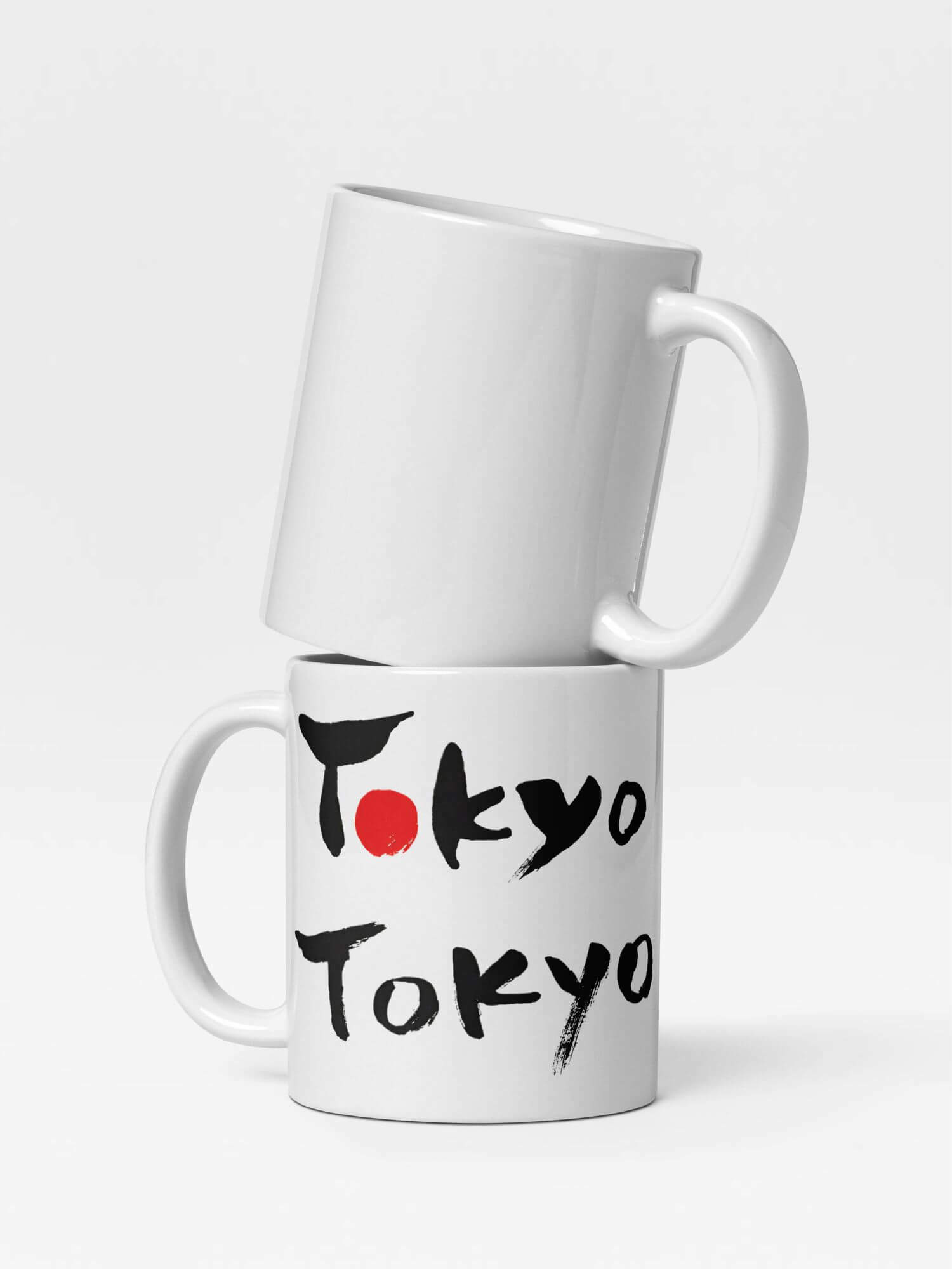 Glossy Tokyo Tokyo Mug    Japanese city design drinks cup coffee, tea, juice, milk drinking cups miteigi-Logo branded product item tumblers ceramics cartoon pattern in white with black red design collections Japan nippon JPN Nihon cities souvenirs collectors mugs