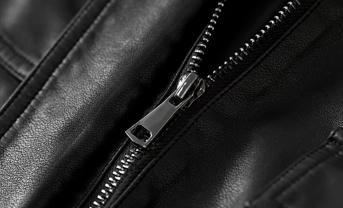 Vegan Leather Crop Jacket      Women’s collarless button-up long sleeves zipper close flap button pockets with buckle hem faux Pu Jackets for woman in black Womens Female outerwear moto biker outewear #W33G49937
