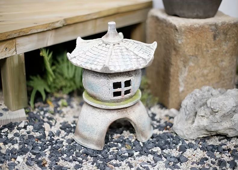 Japanese Solar Lantern    Tabletop ornament, resin handmade Chinese-style courtyard lanterns, outdoor garden decorations Japan-style landscaping ornaments 