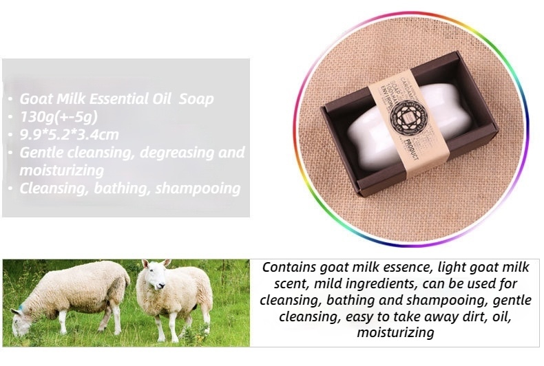 130g Goat Milk Soap Bar   Goats Essential Oil bathroom toiletries for cleansing, bathing and shampooing