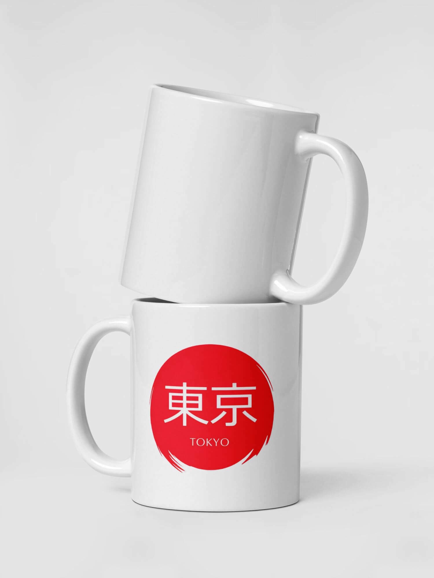 Glossy Tokyo Mug    Japanese country city design drinks cup coffee, tea, juice, milk drinking cups miteigi-Logo branded product item tumblers ceramics cartoon pattern in white with red design collections Japan nippon JPN Nihon cities souvenirs collectors mugs