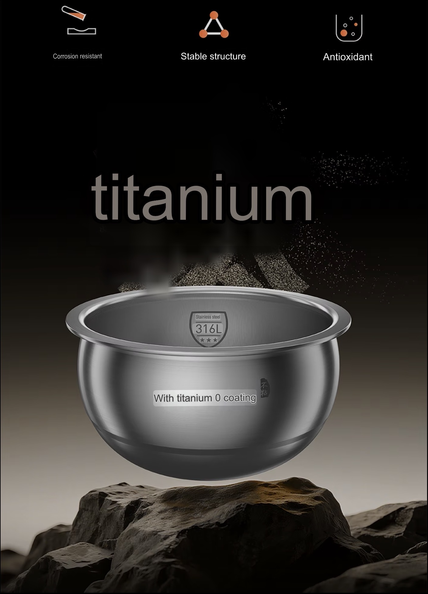 Office home kitchen 4L IH Dual-Drive Titanium Zero Coating Rice Cooker 316L Stainless Steel Low Sugar Even Heating Rice cookers Makers appliances in silver