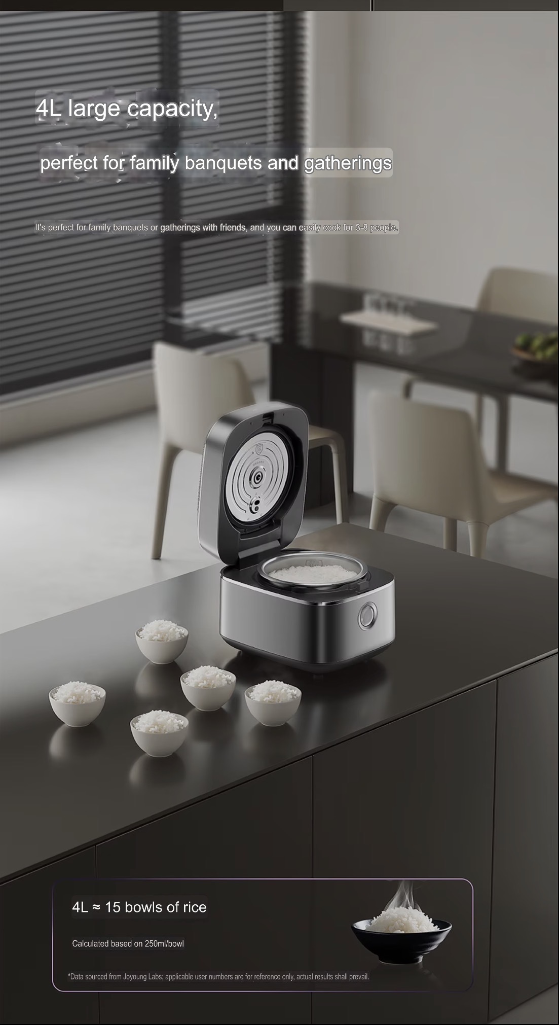 Office home kitchen 4L IH Dual-Drive Titanium Zero Coating Rice Cooker 316L Stainless Steel Low Sugar Even Heating Rice cookers Makers appliances in silver