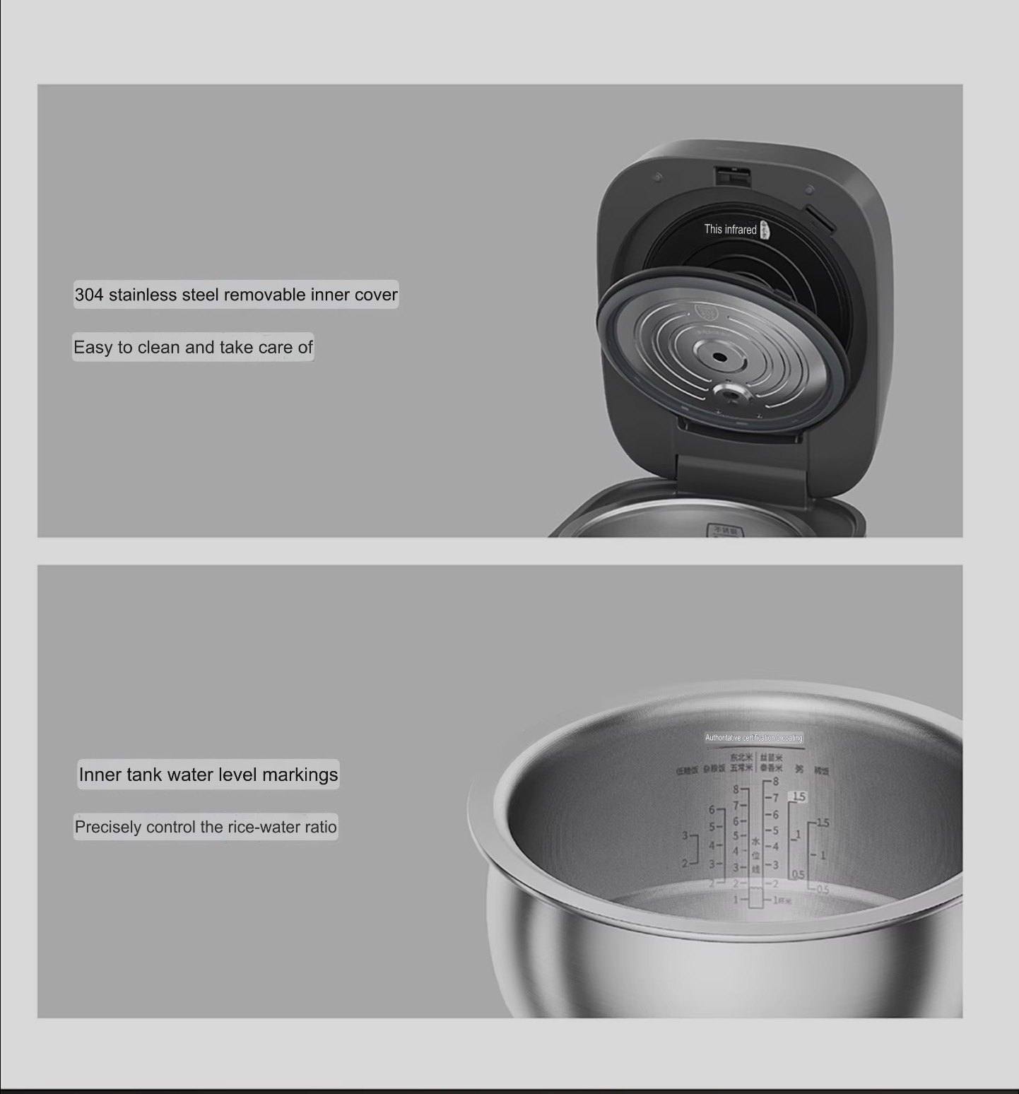 Office home kitchen 4L IH Dual-Drive Titanium Zero Coating Rice Cooker 316L Stainless Steel Low Sugar Even Heating Rice cookers Makers appliances in silver