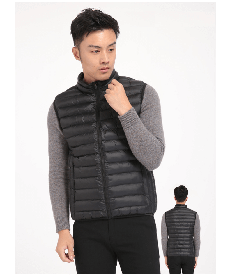 Puffer Vest  Men’s Oversize 3xl 4xl White Duck Down Jacket Mens Fashion Warm Sleeveless Zip Up Vests Plus Size Coat Boys Outerwear for Man in Black