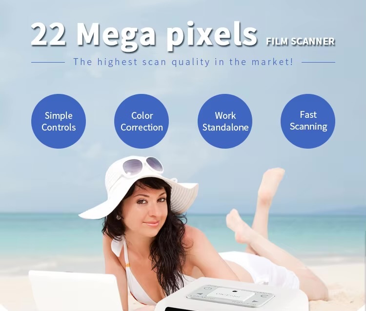 Office Home Digital Film Slide Scanner Converts 35mm Film Scanner for Negatives with 2.4inch LCD 22mp Super 8 to USB Digital Converters with optional 16GB SD Memory Card in white