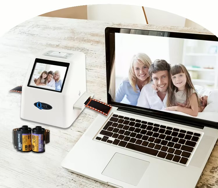 Office Home Digital Film Slide Scanner Converts 35mm Film Scanner for Negatives with 2.4inch LCD 22mp Super 8 to USB Digital Converters with optional 16GB SD Memory Card in white