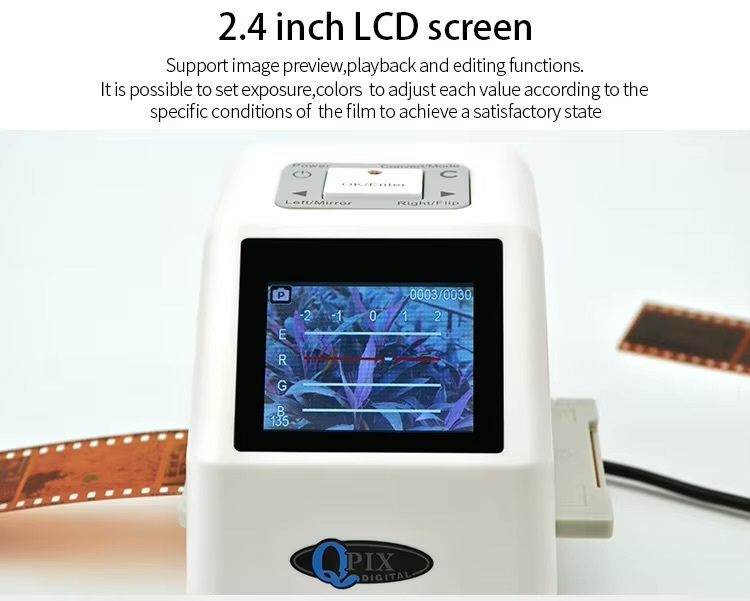 Office Home Digital Film Slide Scanner Converts 35mm Film Scanner for Negatives with 2.4inch LCD 22mp Super 8 to USB Digital Converters with optional 16GB SD Memory Card in white