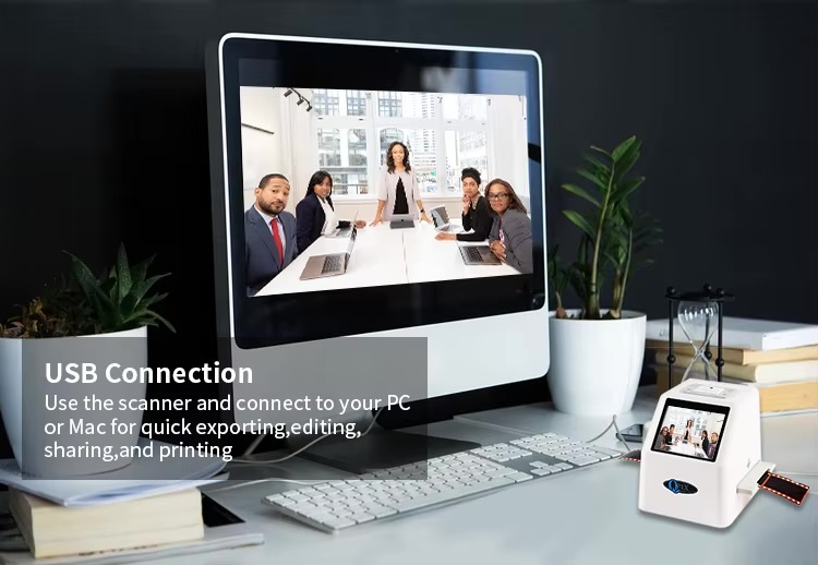 Office Home Digital Film Slide Scanner Converts 35mm Film Scanner for Negatives with 2.4inch LCD 22mp Super 8 to USB Digital Converters with optional 16GB SD Memory Card in white