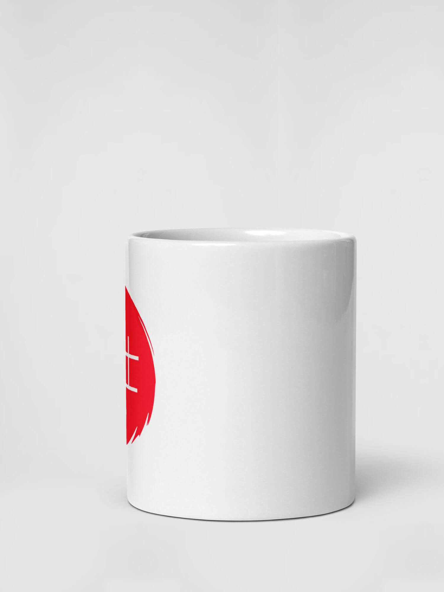 Glossy Fuji Mug    Japanese country city design drinks cup coffee, tea, juice, milk drinking cups miteigi-Logo branded product item tumblers ceramics cartoon pattern in white with red design collections Japan nippon JPN Nihon cities souvenirs collectors mugs