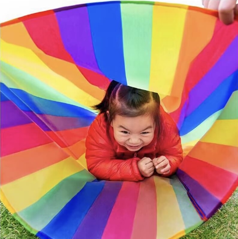 8M 5M 3M Kids Rainbow play Tunnel 3m 5m 8m For Crawling Play Kindergarten Fun Indoor Outdoor Games striped Sensory Integration Toys in multicolor stripes