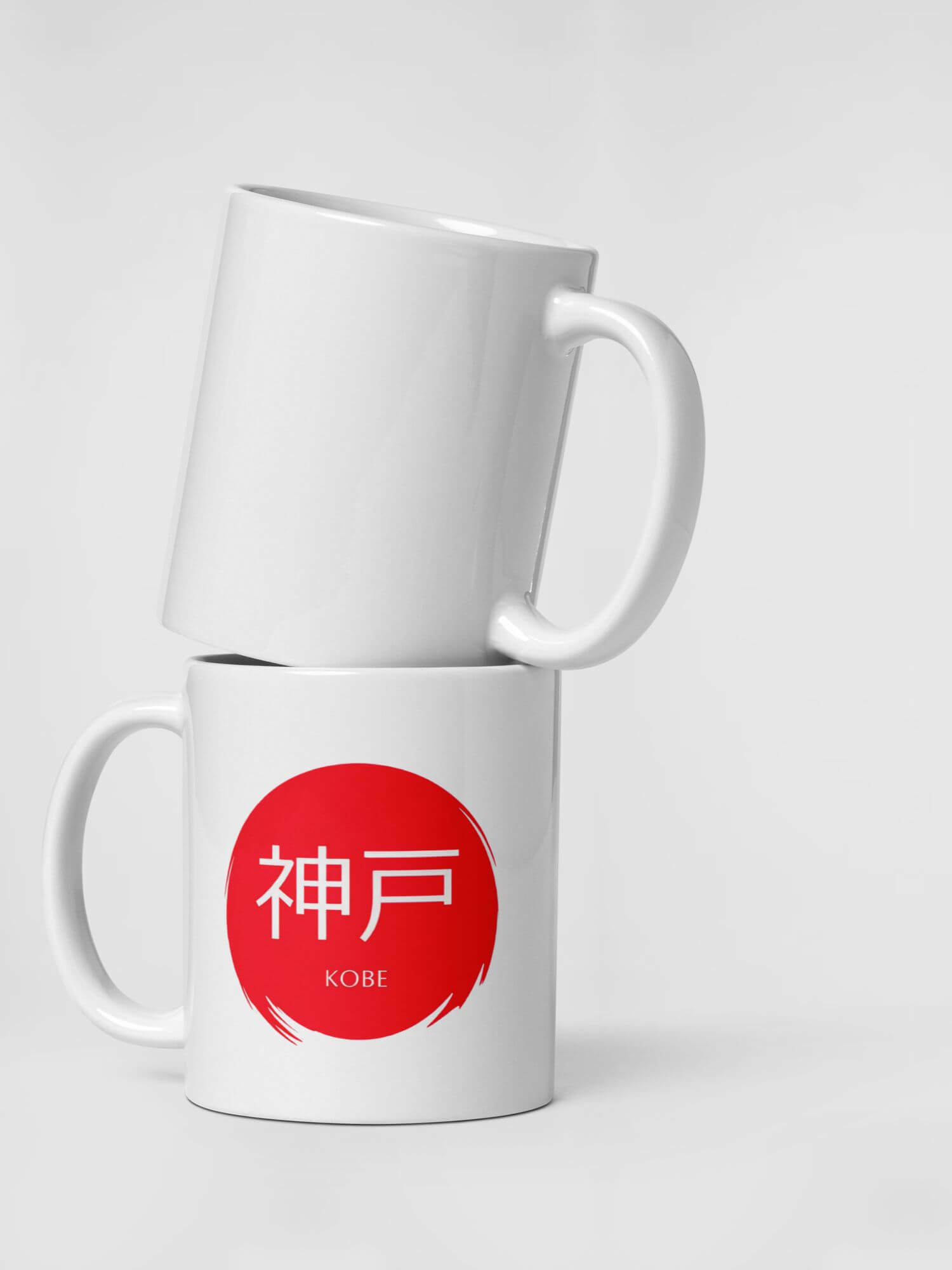 Glossy Kobe Mug    Japanese country city design drinks cup coffee, tea, juice, milk drinking cups miteigi-Logo branded product item tumblers ceramics cartoon pattern in white with red design collections Japan nippon JPN Nihon cities souvenirs collectors mugs