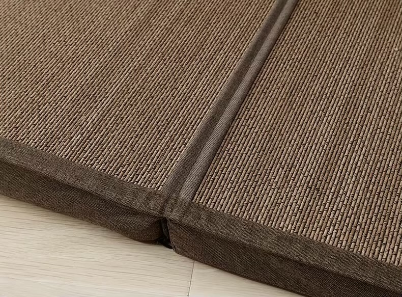 Japanese Foldable Tatami Mat  Comfortable rectangular futon floor mats, 5cm thick folding mattresses for dining-, living-, rooms, bedrooms, soft flooring covers in Dark brown carbonized color