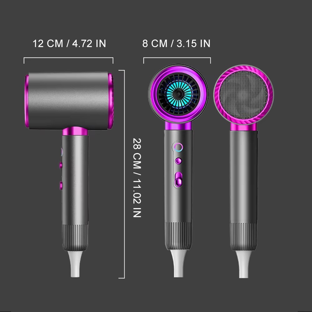 Bathroom beauty and skincare 2400W Powerful Negative Ion Hair Dryer High Speed Hairdryer Thermo-Control Fast Dry Home Blow Dryer Hair Care Salon Styling Tools accessories 2400W in Gray grey