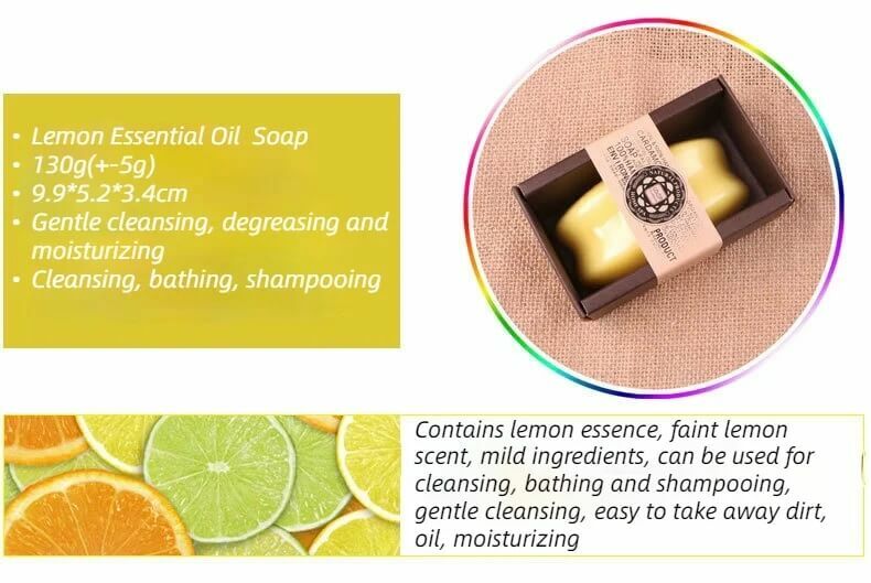 130g Lemon Soap Bar Goats Essential Oil bathroom toiletries for cleansing, bathing and shampooing