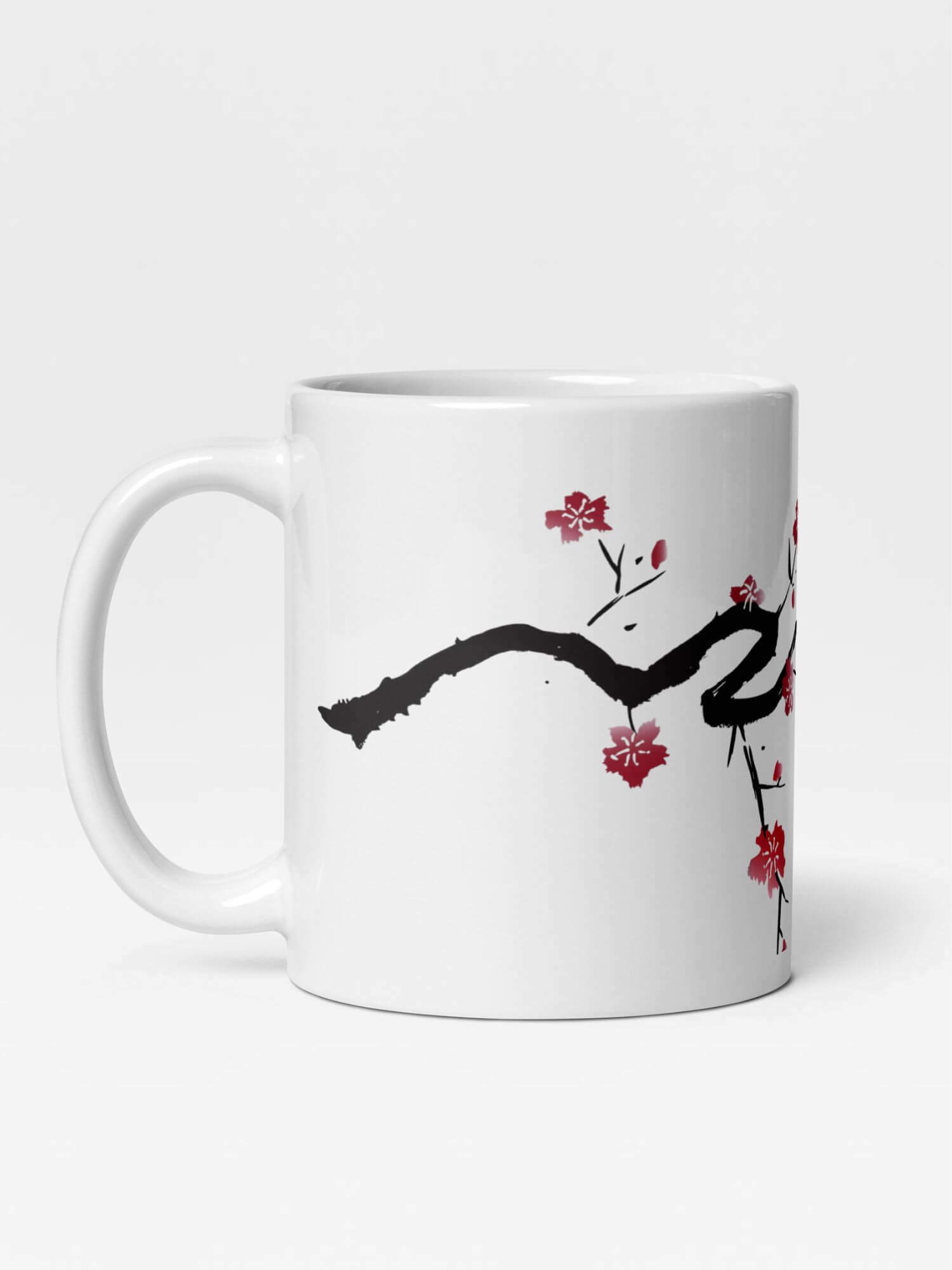 Glossy Cherry Blossom Mug    Japanese country design drinks cup coffee, tea, juice, milk drinking cups miteigi-Logo branded product item tumblers ceramics cartoon pattern in white with red design collections Japan nippon JPN Nihon cities souvenirs collectors mugs