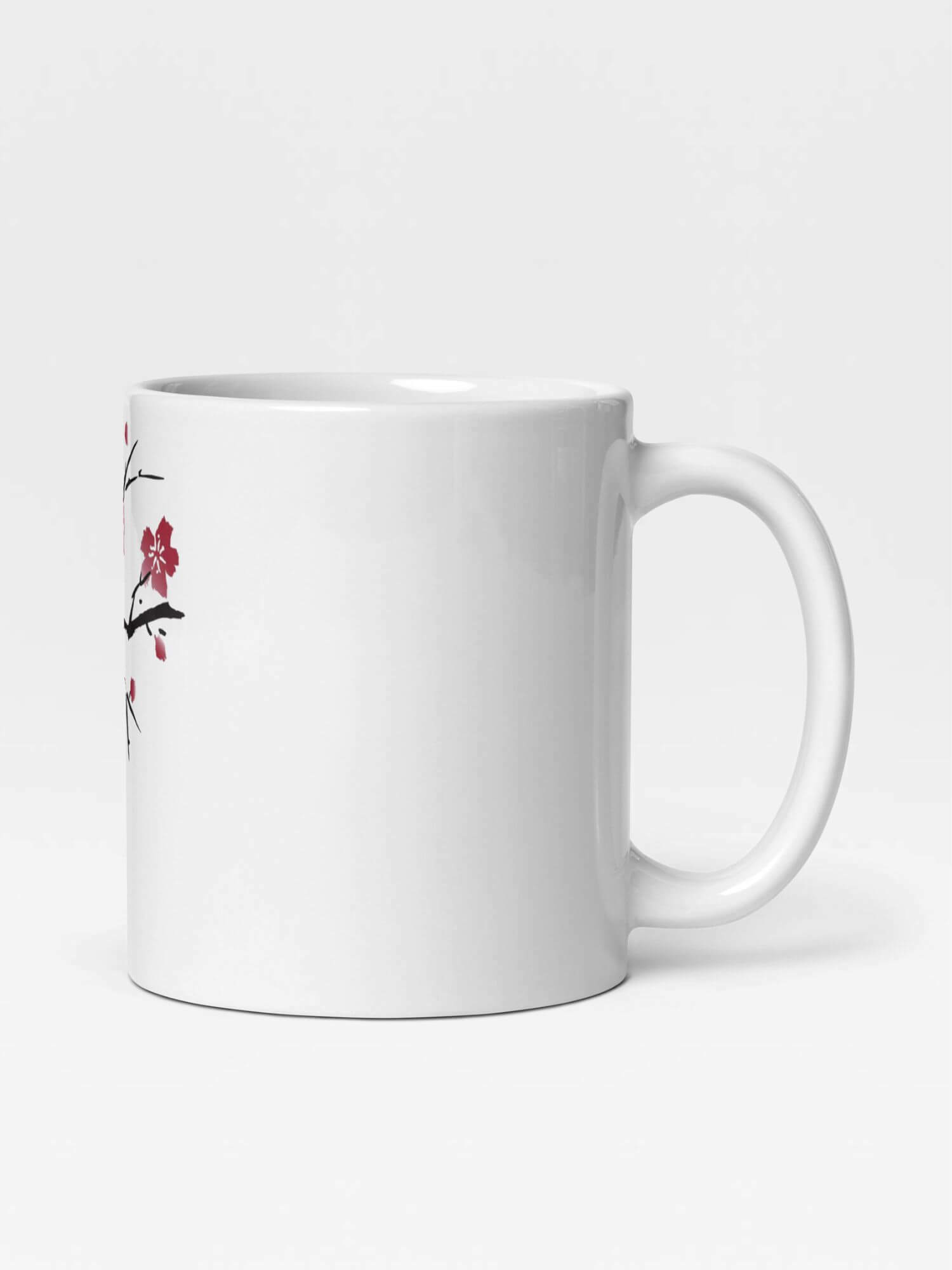 Glossy Cherry Blossom Mug    Japanese country design drinks cup coffee, tea, juice, milk drinking cups miteigi-Logo branded product item tumblers ceramics cartoon pattern in white with red design collections Japan nippon JPN Nihon cities souvenirs collectors mugs