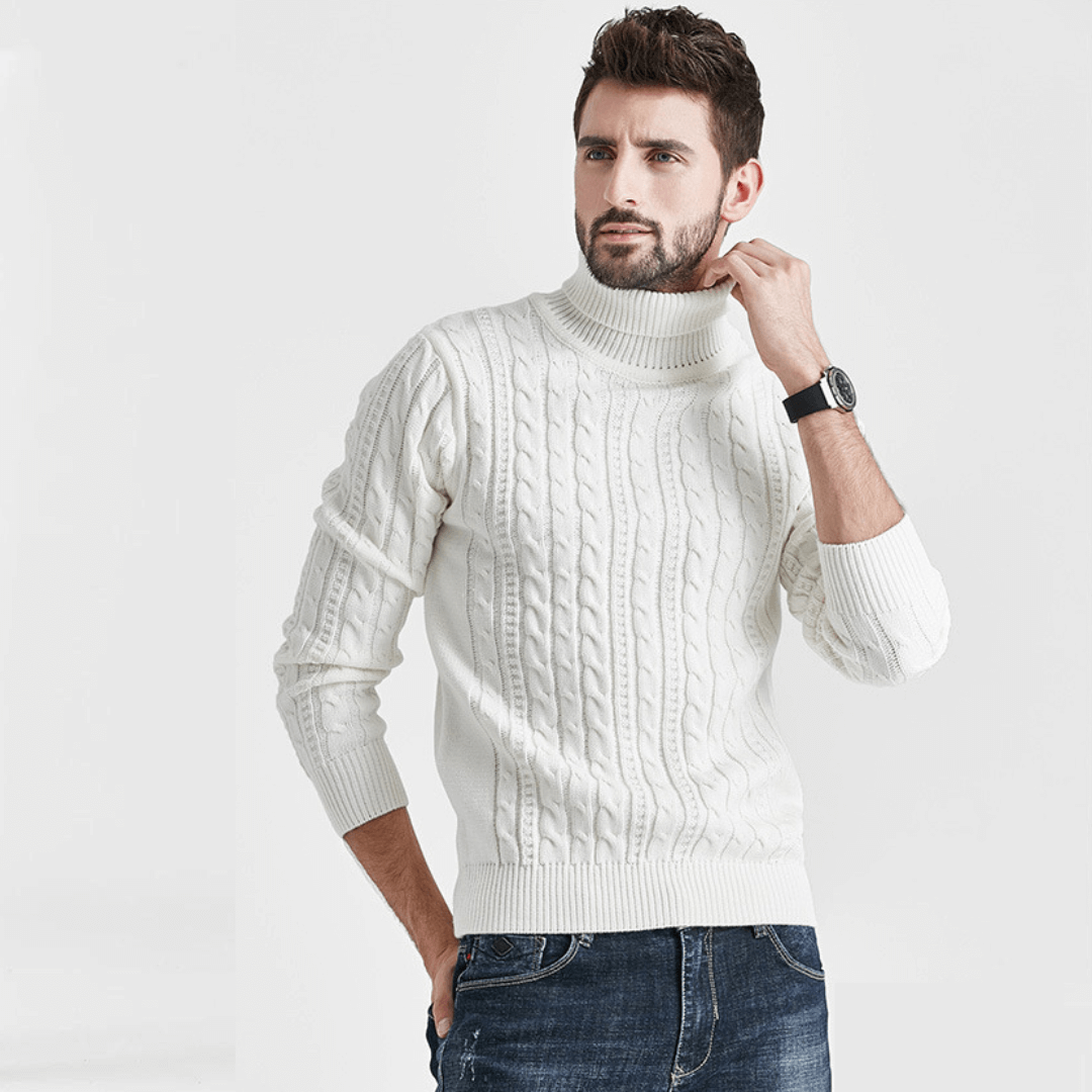 Cable-Knit Turtleneck Sweater Men’s Boys Red Vintage Winter Plus size Striped Mens Long Sleeve Pullovers Loose Knitted Knit Top Oversized Knitwear Sweaters for Man in white