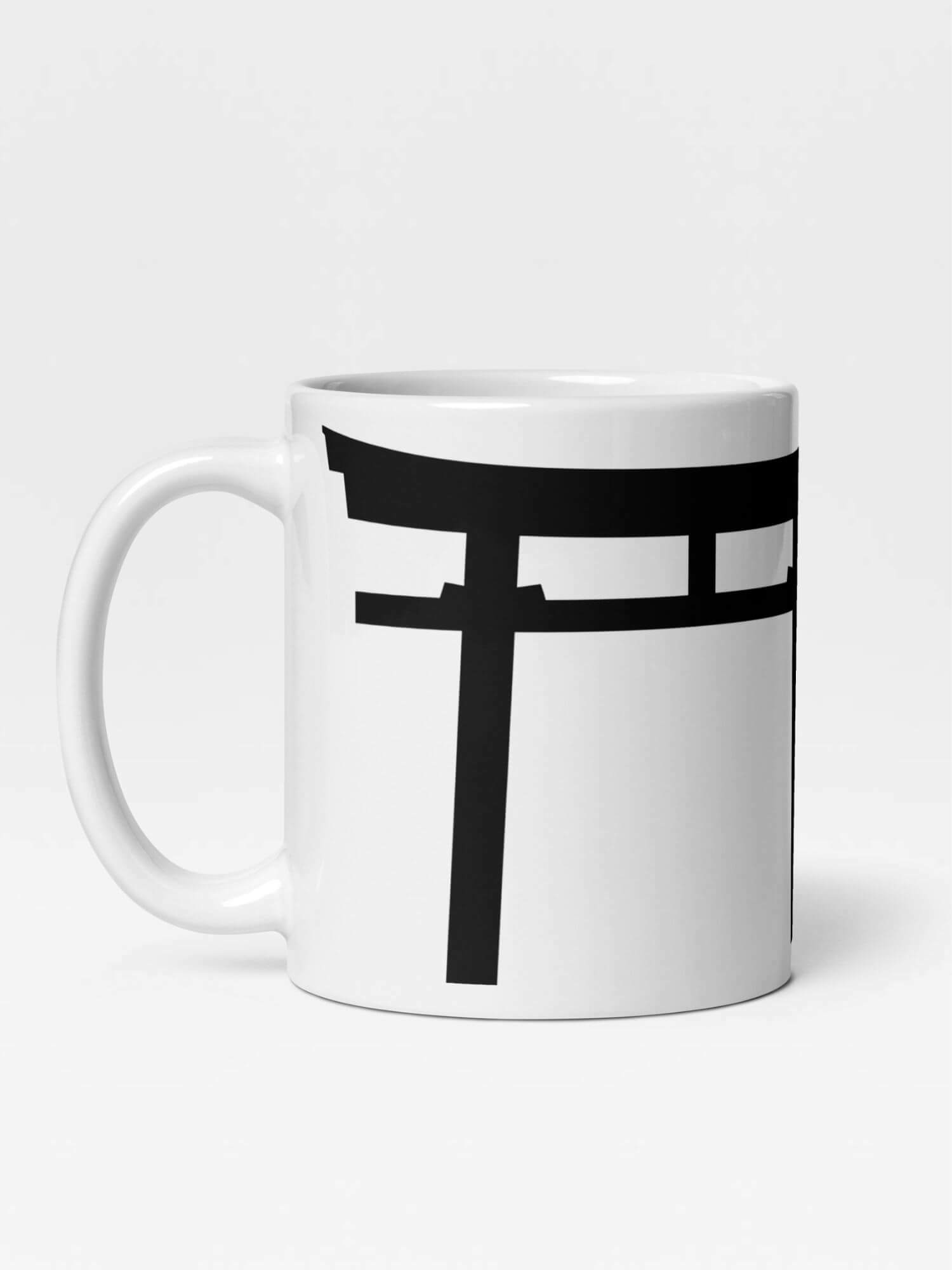 Glossy Tori Gate Mug    Japanese country religious structure design drinks cup coffee, tea, juice, milk drinking cups miteigi-Logo branded product item tumblers ceramics cartoon pattern in white with black ink design collections Japan nippon JPN Nihon cities gates souvenirs collectors mugs