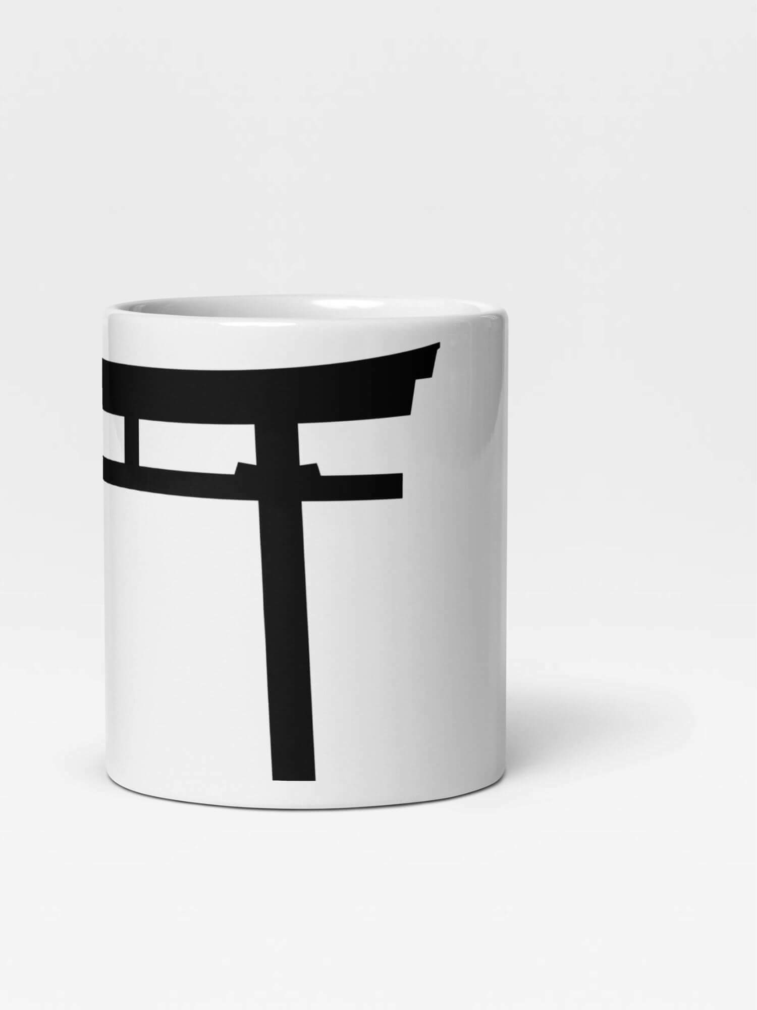 Glossy Tori Gate Mug    Japanese country religious structure design drinks cup coffee, tea, juice, milk drinking cups miteigi-Logo branded product item tumblers ceramics cartoon pattern in white with black ink design collections Japan nippon JPN Nihon cities gates souvenirs collectors mugs